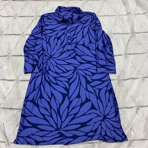 Vineyard Vines Sankaty Margo Shirt Dress Medium Blue Deep Bay Marlin Floral